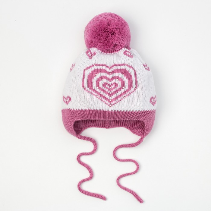 Шапка для девочки "Белла", размер 44-46 (12-18 мес.), цвет белый/розовый 8782-30с_М