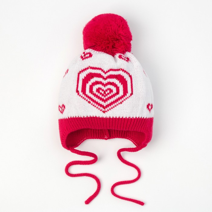 Шапка для девочки "Белла", размер 44-46 (12-18 мес.), цвет белый/малиновый 8812-30с_М