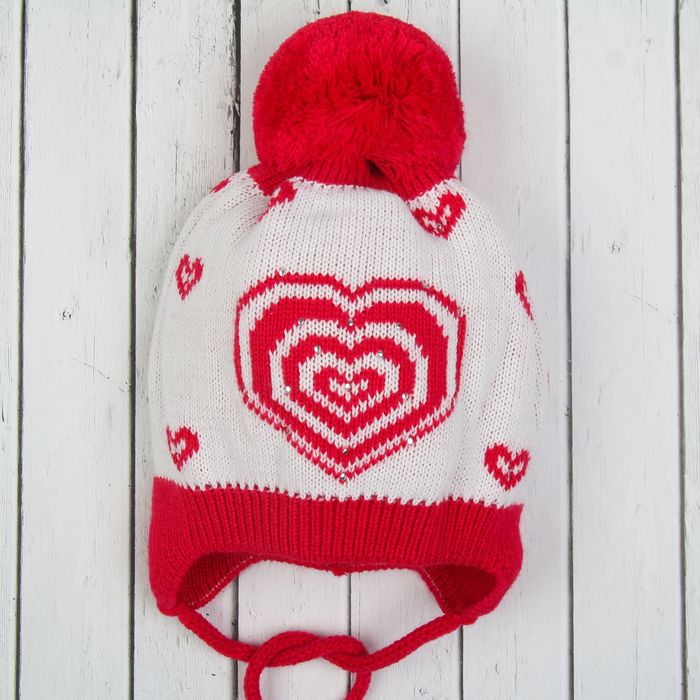 Шапка для девочки "Белла", размер 52-54 (4-8 лет), цвет белый/малиновый 8836-30с