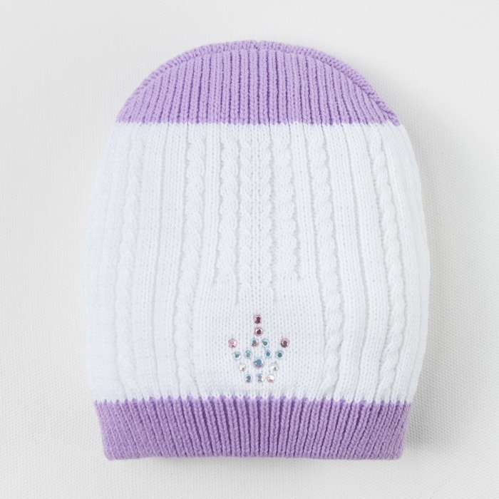Шапка для девочки "Виллина", размер 52-54 (4-8 лет), цвет белый/сиреневый 8959-32с