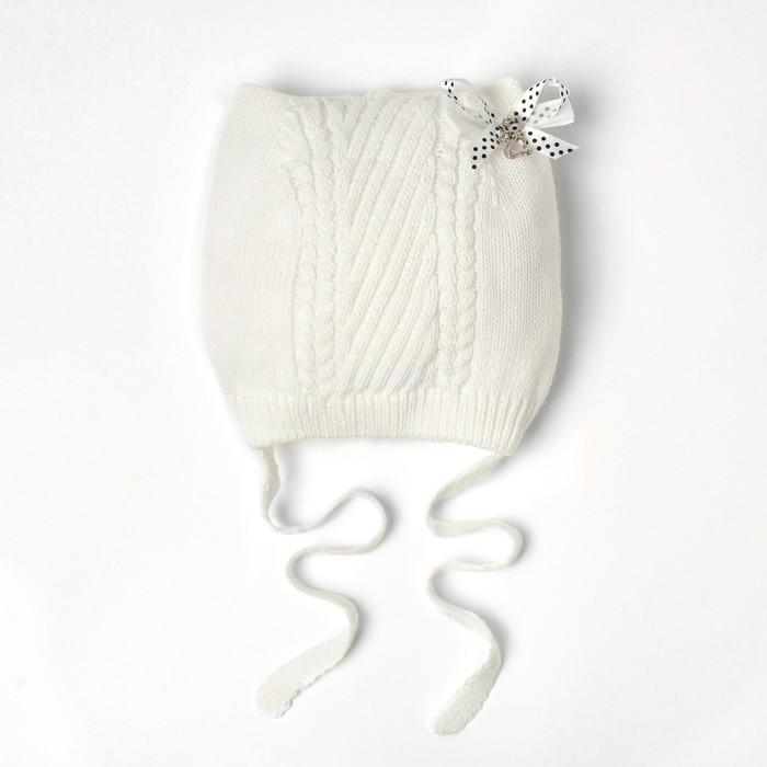 Шапка для девочки "Ля-мур", размер 44-46 (12-18 мес.), цвет белый 8997-34с_М