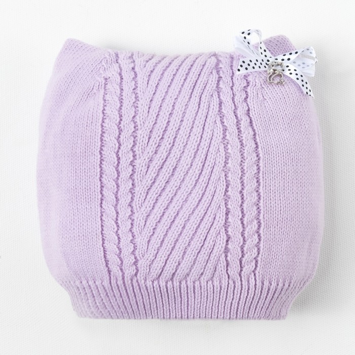 Шапка на завязках для девочки "Ля-мур", размер 48-50 (2-4 года), цвет лиловый 9062-34с