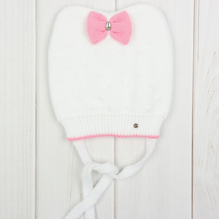 Шапка для девочки "Мелани", размер 44-46 (12-18 мес.), цвет белый/розовый 9765-39с_М