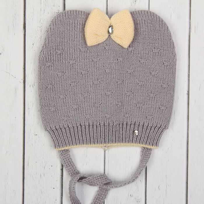 Шапка для девочки "Мелани", размер 44-46 (12-18 мес.), цвет серый/шампань 1536-39с_М