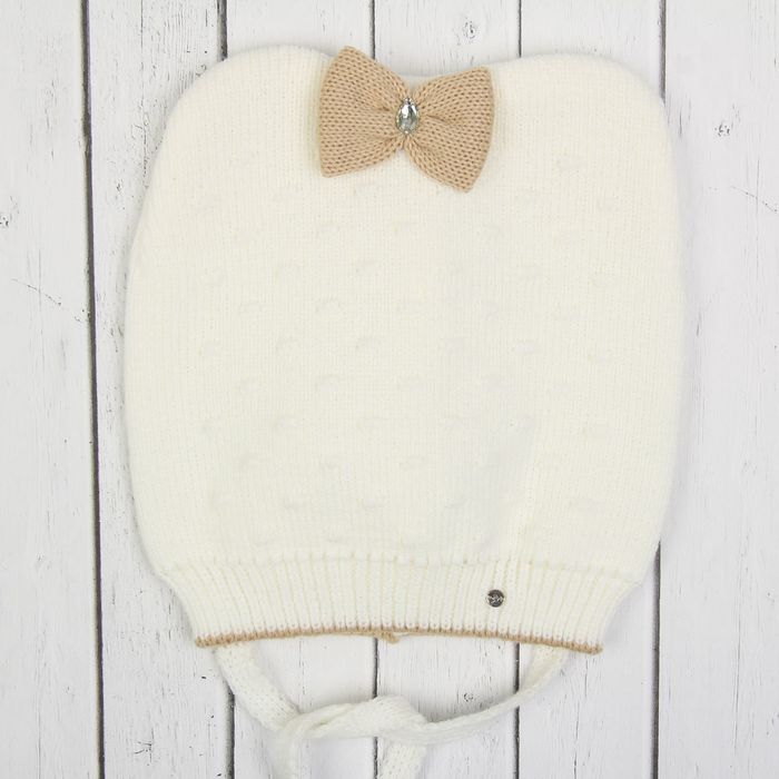Шапка для девочки "Мелани", размер 48-50 (2-4 года), цвет молочный/песочный 9819-39с