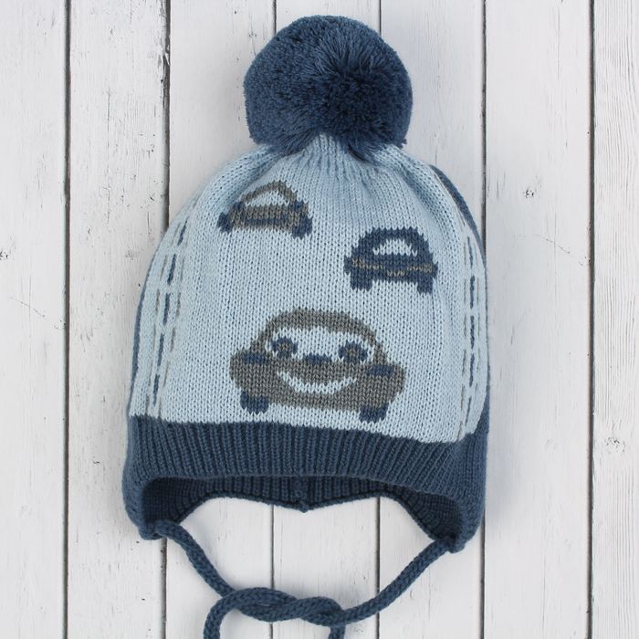 Шапка для мальчика "Ралли", размер 44-46 (12-18 мес.), цвет джинс/голубой 0089-44с_М