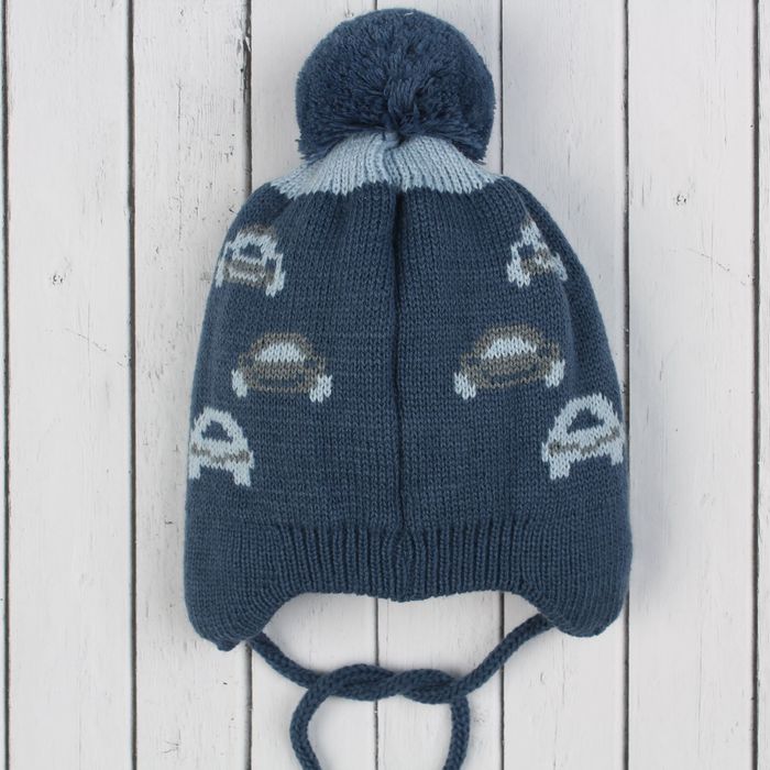 Шапка для мальчика "Ралли", размер 44-46 (12-18 мес.), цвет джинс/голубой 0089-44с_М