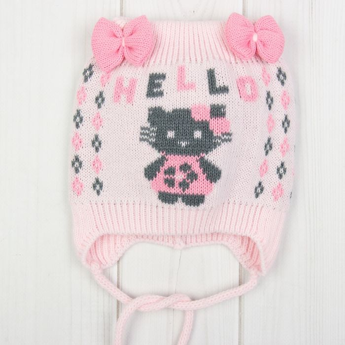 Шапка для девочки "Хеллоу", размер 44-46 (12-18 мес.), цвет розовый 0263-48с_М