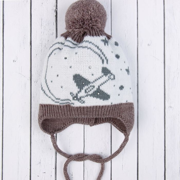 Шапка для мальчика "Штурман", размер 44-46 (12-18 мес.), цвет коричневый меланж 0317-49с_М