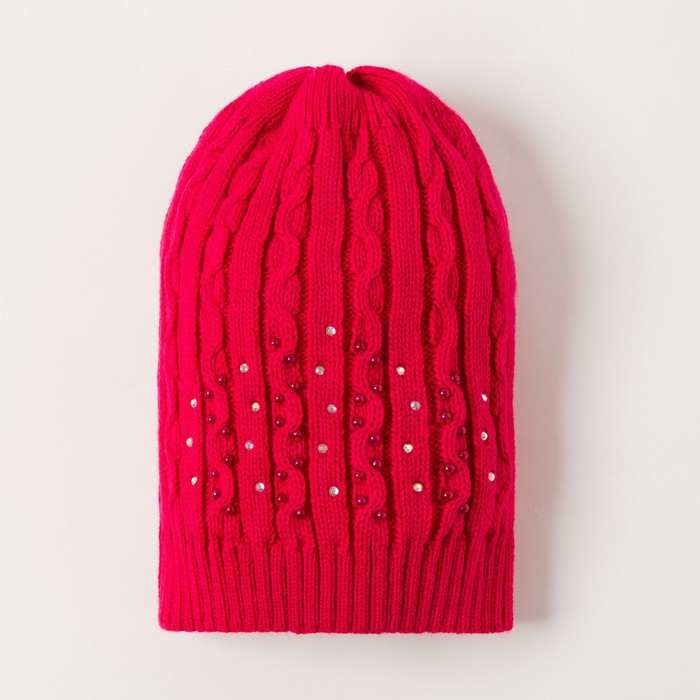 Шапка для девочки "Карина", размер 52-54 (4-8 лет), цвет пион 2076-67с