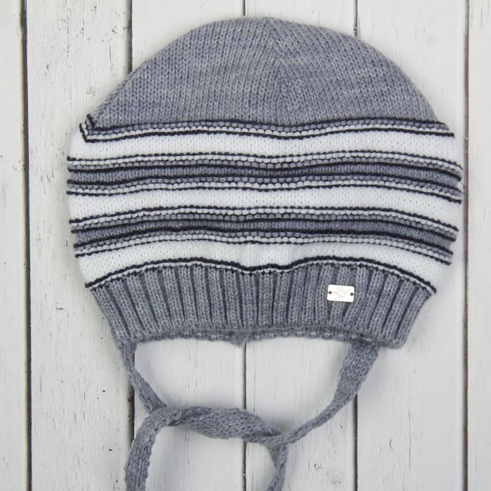 Шапка для мальчика "Бинго", размер 44-46 (12-18 мес.), цвет серый  1185-58с_М