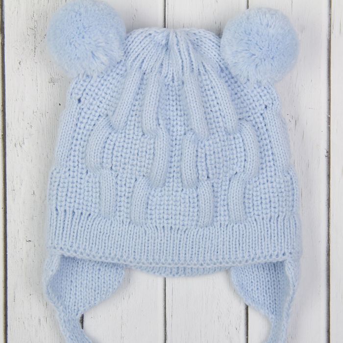 Шапка для мальчика "Егорка", размер 40-42 (3-6 мес.), цвет голубой 1321-7021пш_М