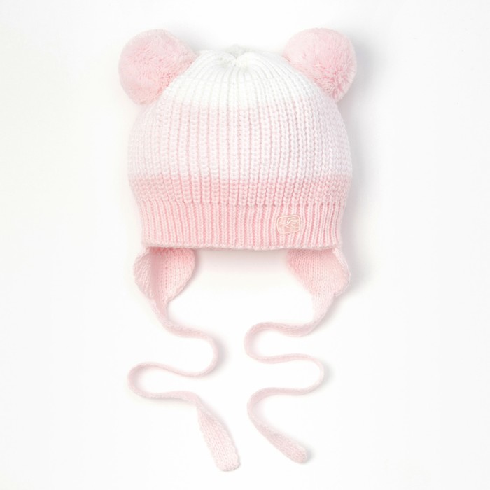 Шапка для девочки "Мишутка", размер 38-40 (0-3 мес.), цвет розовый 1598-63с_М