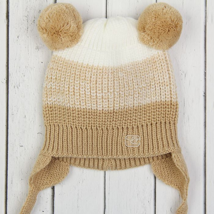 Шапка детская "Мишутка", размер 40-42 (3-6 мес.), цвет  песочный 1581-63с_М