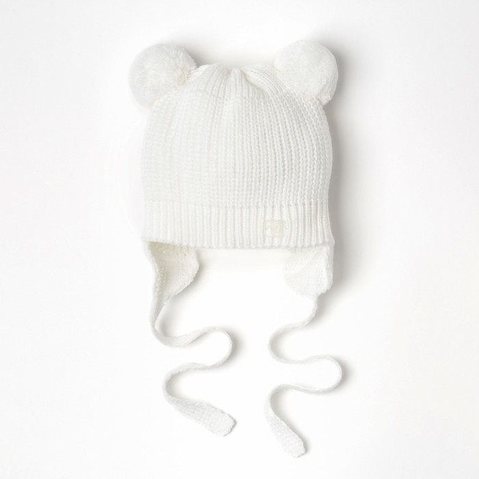 Шапка детская "Мишутка", размер 40-42 (3-6 мес.), цвет  белый 1628-63с