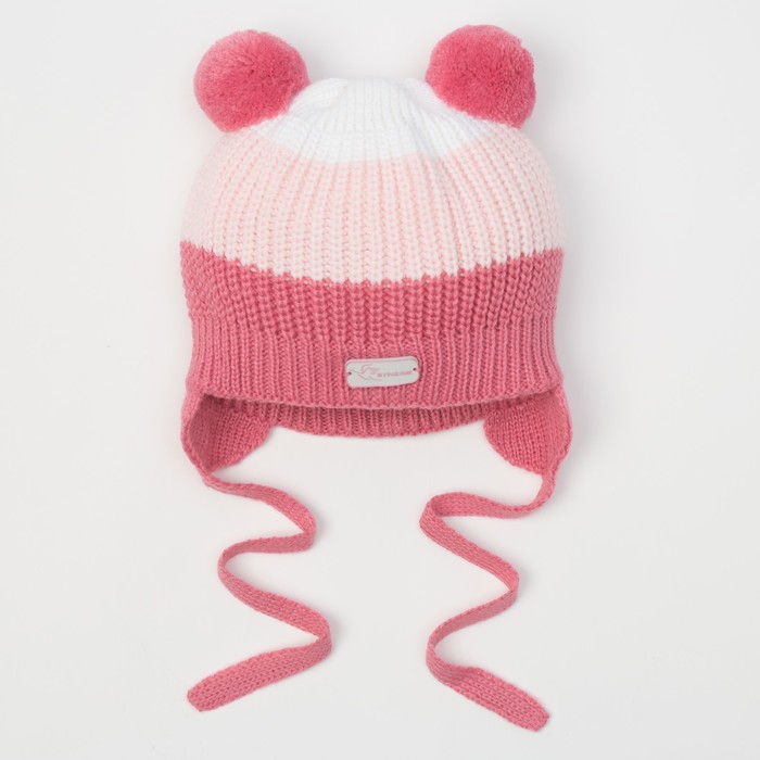 Шапка для девочки "Мишутка-макси", размер 42-44 (6-12 мес.), цвет розовый 1673-64с_М