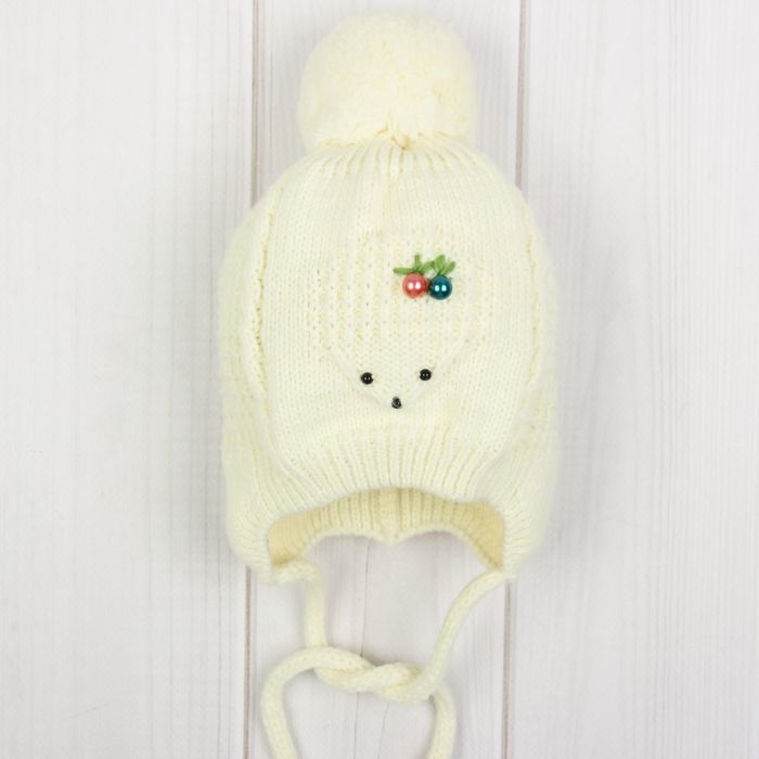 Шапка детская "Пых-пых", размер 38-40 (0-3 мес.), цвет светло-жёлтый 0829-55c_М