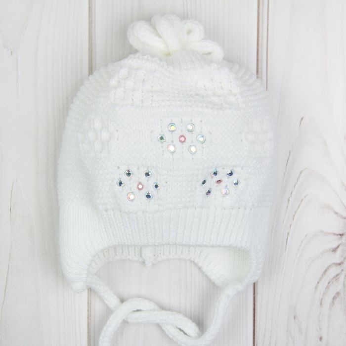 Шапка для девочки "Ромашка", размер 42-44 (6-12 мес.), цвет белый 1789-65с_М