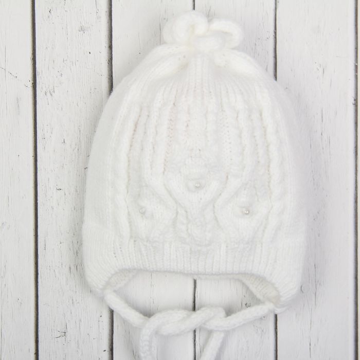 Шапка для девочки "Цветущая полянка", размер 40-42 (3-6 мес.), цвет  белый 1024-7019пш_М