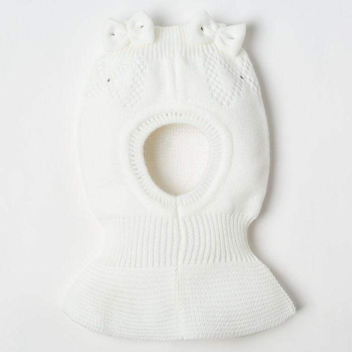 Шапка для девочки "Шлем Бантики", размер 44-46 (12-18 мес.), цвет белый 8096-22с_М