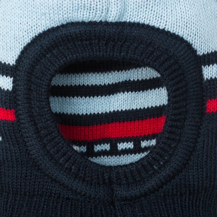 Шапка для мальчика "Шлем Геометрик", размер 44-46 (12-18 мес.), цвет синий/пион 8324-23с_М