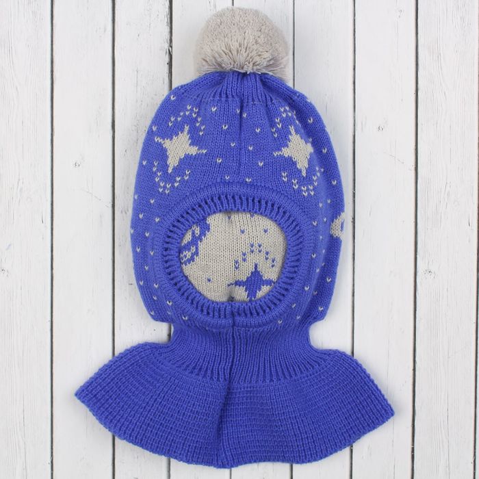 Шапка для мальчика "Шлем Галактика", размер 44-46 (12-18 мес.), цвет ярко-синий 8218-24с_М