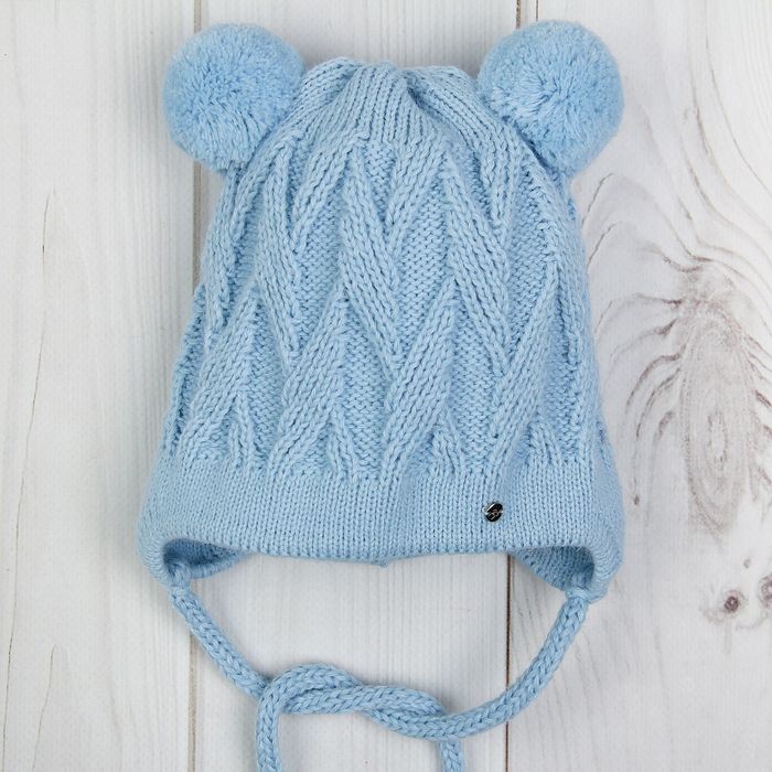 Шапка для мальчика "Хрустик", размер 40-42 (3-6 мес.), цвет голубой 1864-7023пш_М