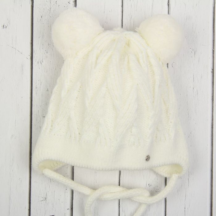 Шапка детская "Хрустик", размер 40-42 (3-6 мес.), цвет молочный 1925-7023пш_М