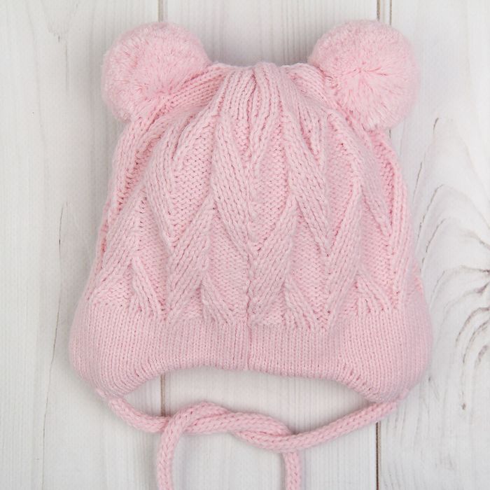 Шапка для девочки "Хрустик", размер 40-42 (3-6 мес.), цвет розовый 1888-7023пш_М