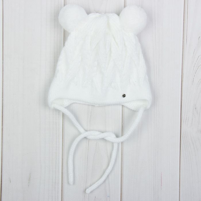 Шапка детская "Хрустик", размер 40-42 (3-6 мес.), цвет белый 1901-7023пш_М