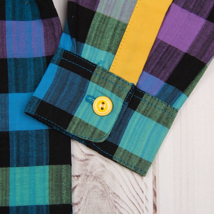 Рубашка для мальчика, рост 92 см, цвет синий/жёлтый B 04.11.02 _М