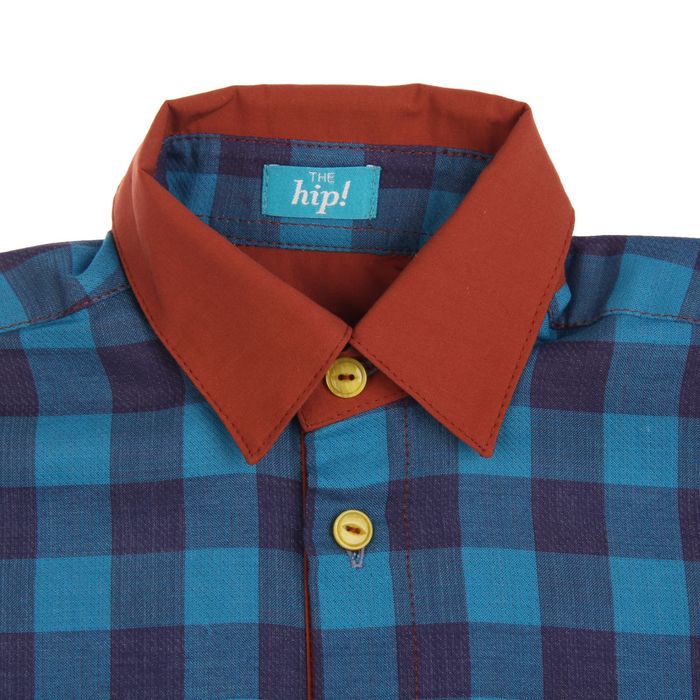 Рубашка для мальчика, рост 86 см, цвет синий/кирпичный B 02.11.01 _М