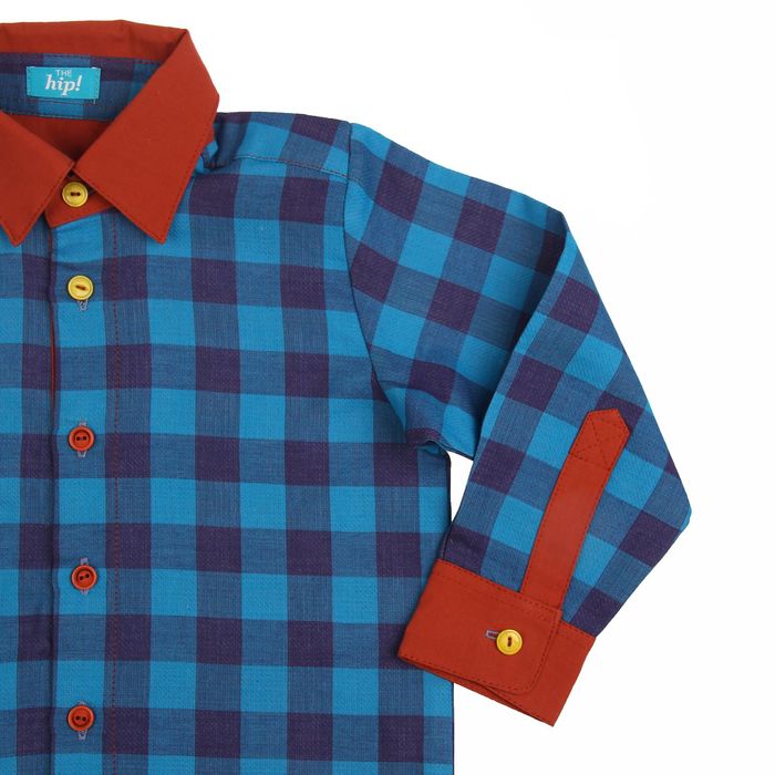 Рубашка для мальчика, рост 86 см, цвет синий/кирпичный B 02.11.01 _М