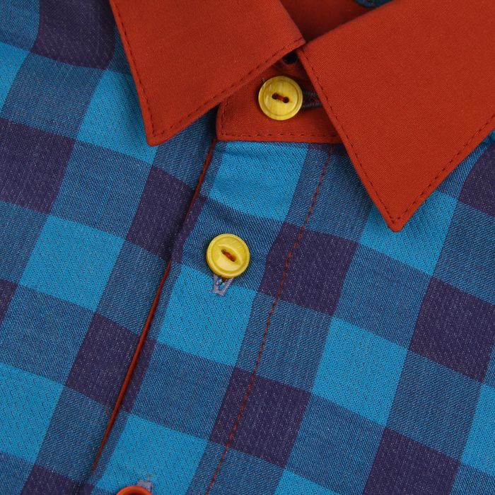 Рубашка для мальчика, рост 86 см, цвет синий/кирпичный B 02.11.01 _М
