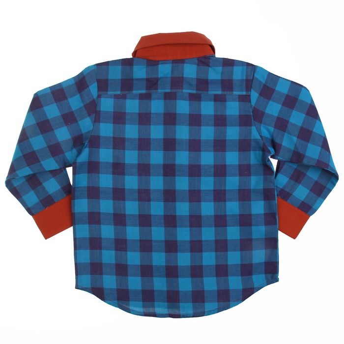 Рубашка для мальчика, рост 86 см, цвет синий/кирпичный B 02.11.01 _М