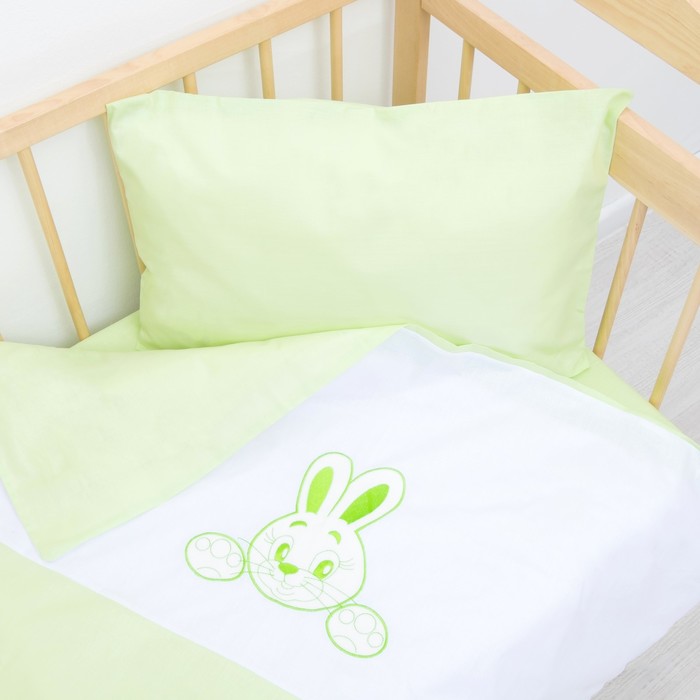 Детское постельное бельё "Зайка", цвет зелёный 33382