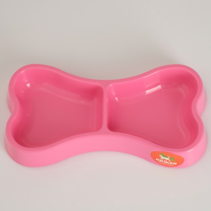 Миска "Косточка" двойная, 24,5 х 13 х 3,5 см, микс цветов