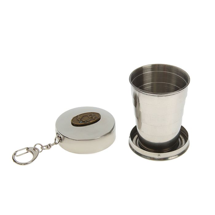 Подарочный набор 2 в 1 "Дельфин", коричневый: фляжка 210 мл + стакан складной d=5 см