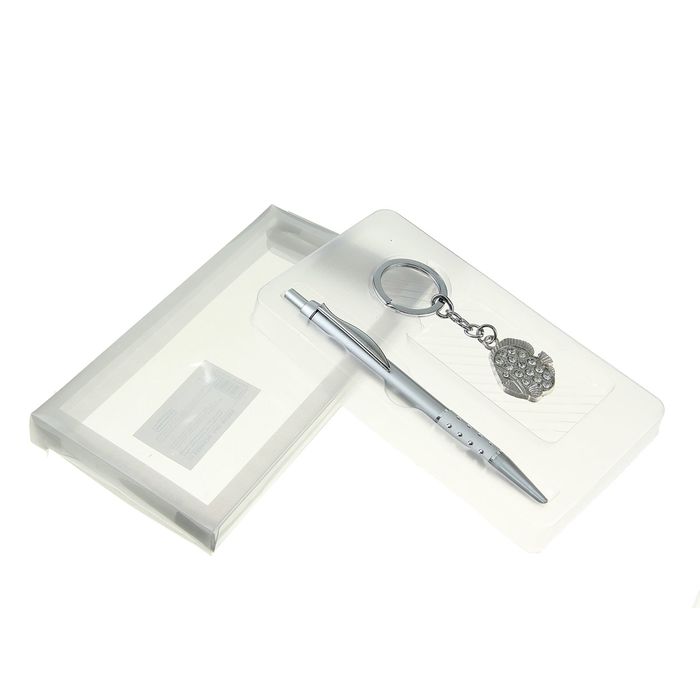 Набор подарочный 2в1 в блистере (ручка+брелок Рыба) хром 9*16см