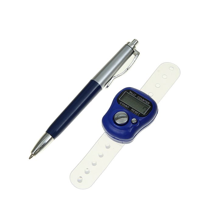 Набор подарочный 2в1 в блистере (ручка+кликер) синий 7*12,5см