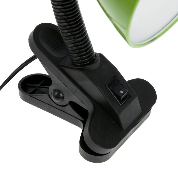 Лампа настольная Е27 220V с выкл. на зажиме "Зелёная" металл, пластик 25х10х13 см