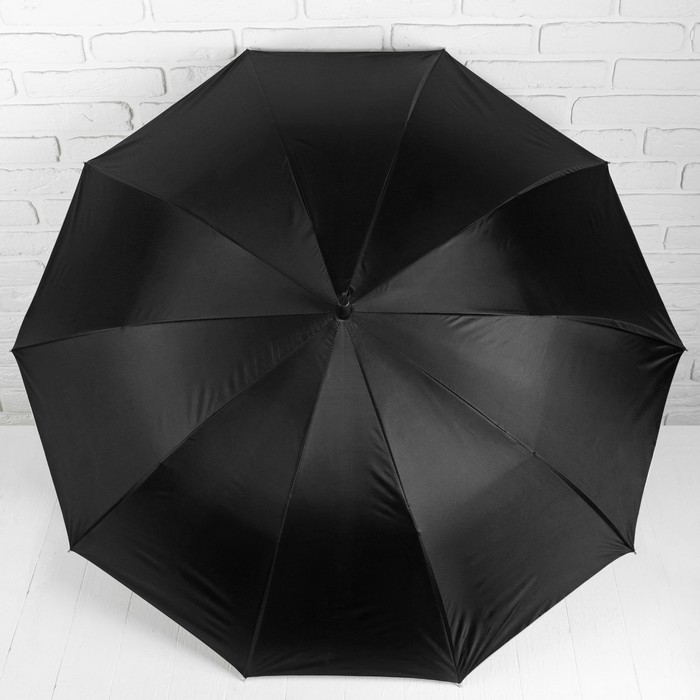 Зонт-трость "Однотонный", полуавтоматический, R=56см, цвет чёрный/серебристый