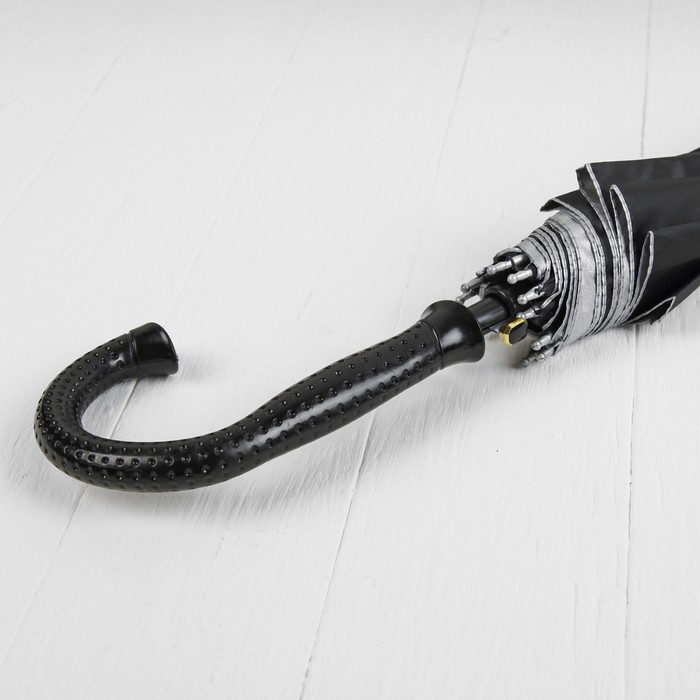 Зонт-трость "Однотонный", полуавтоматический, R=56см, цвет чёрный/серебристый