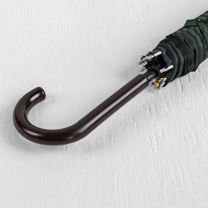 Зонт-трость "Полоска", полуавтоматический, R=56см, цвет зелёный