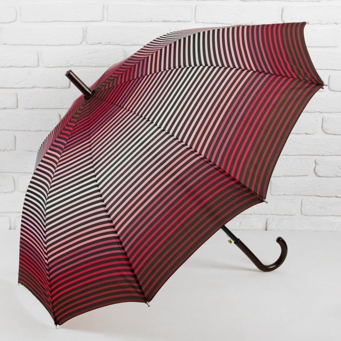 Зонт-трость "Полоска", полуавтоматический, R=56см, цвет бордовый