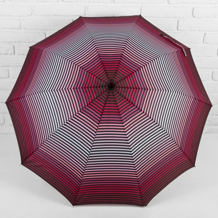 Зонт-трость "Полоска", полуавтоматический, R=56см, цвет бордовый
