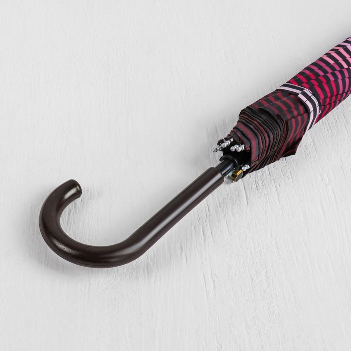 Зонт-трость "Полоска", полуавтоматический, R=56см, цвет бордовый