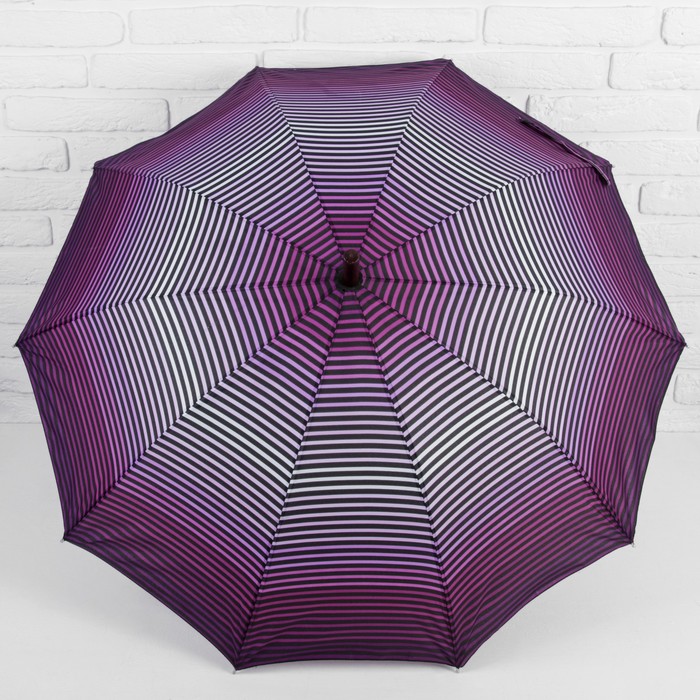 Зонт-трость "Полоска", полуавтоматический, R=56см, цвет фиолетовый