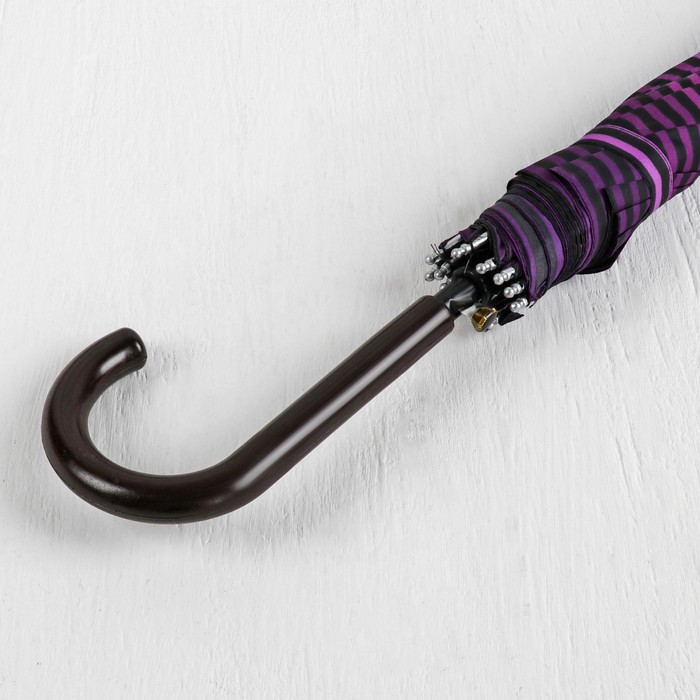 Зонт-трость "Полоска", полуавтоматический, R=56см, цвет фиолетовый