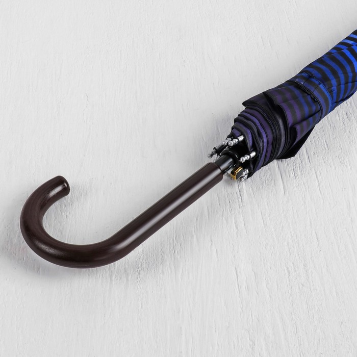 Зонт-трость "Полоска", полуавтоматический, R=56см, цвет синий